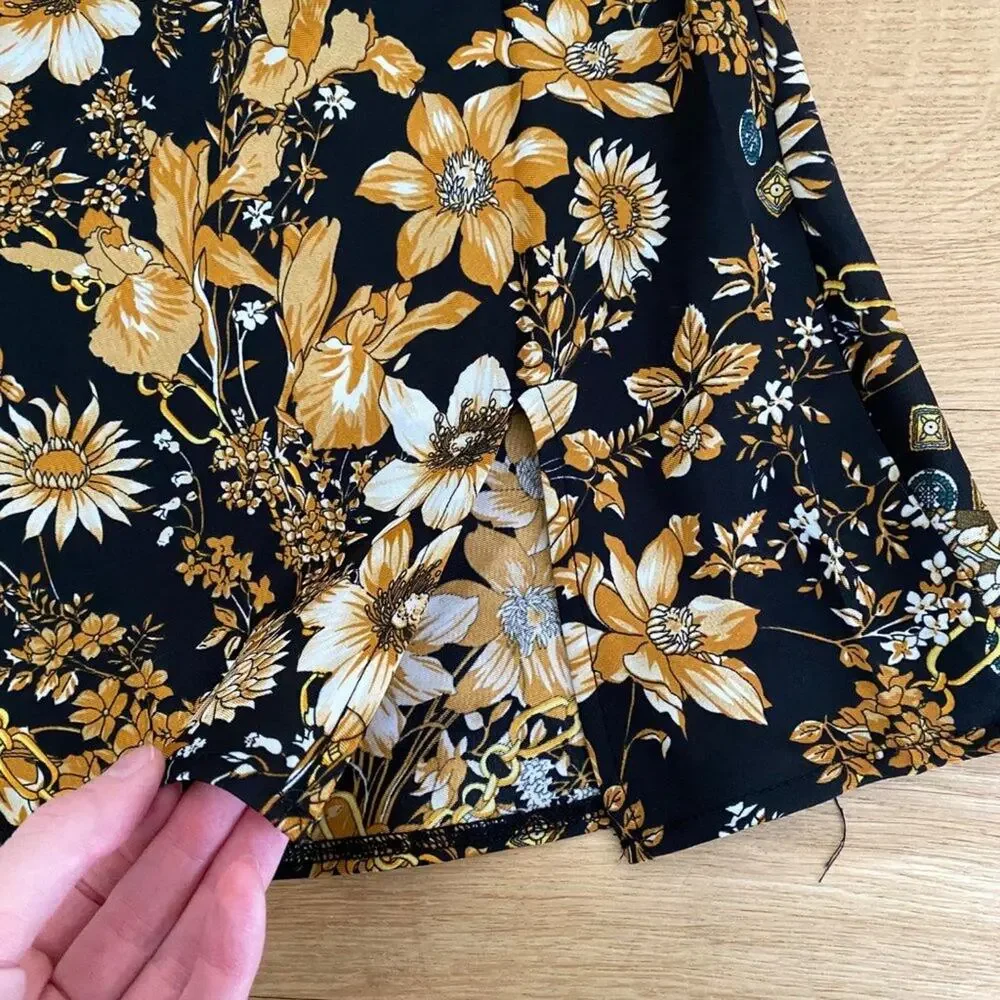 Princess Polly Lucci Silky Floral Mini Dress in Black and Gold